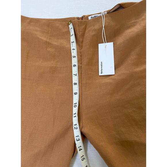 Reformation Justin Linen Pants in Barley size 12 NWT - Picture 8 of 10